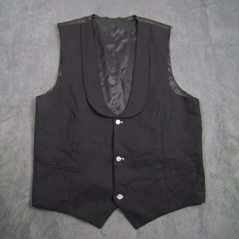Rossi Man Tuxedo Vest Mens 50L Black Shawl Lapel Formal Waistcoat Remo RM1757